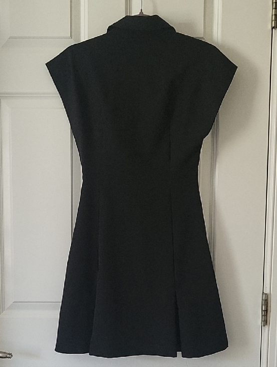 Zara Black Zip Front Mini Dress Collar Cap Sleeve A-Line Womens Size S NWT - Picture 3 of 9